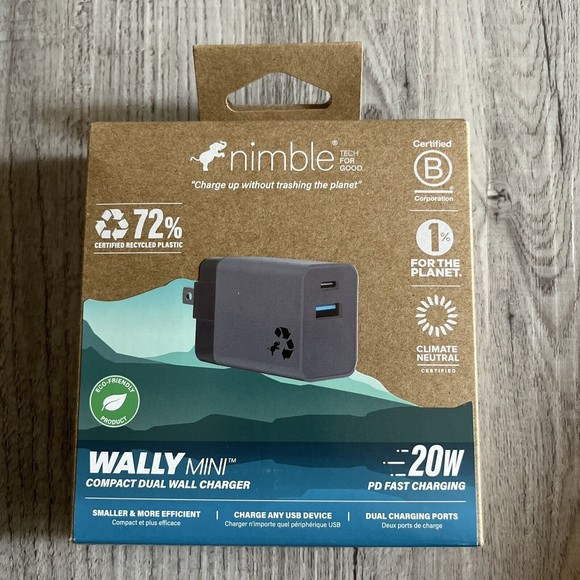 Nimble Wally Mini 20W PD Wall Charger - Black    NEW In Sealed Box Fast Charging - Picture 1 of 5